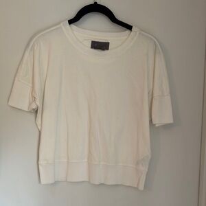 Anthropologie Cream Boxy Short Sleeve Tee